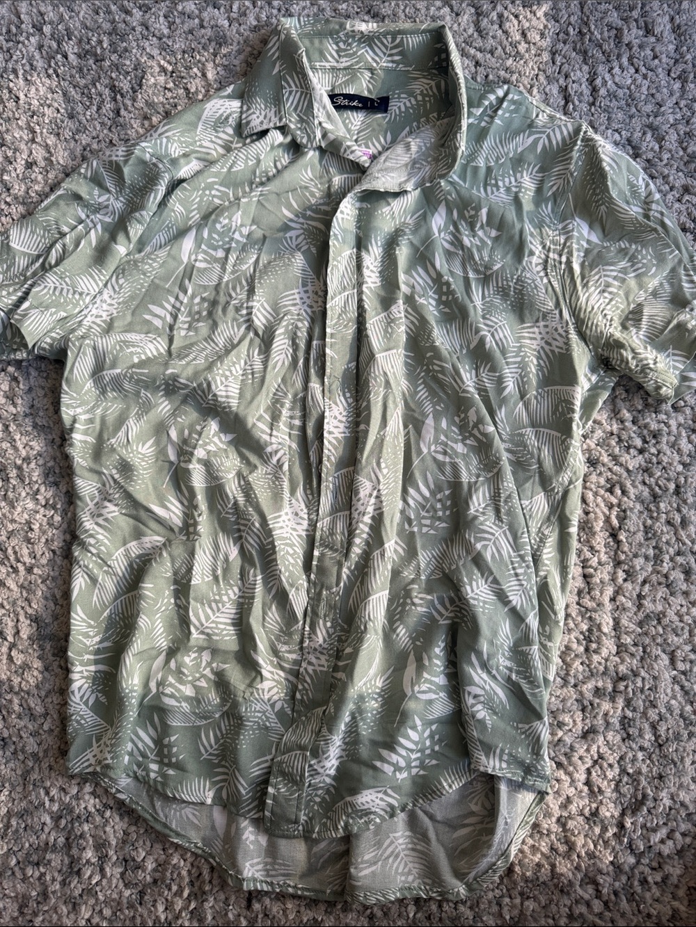 Polo by Ralph Lauren Olive Green Leaf Print Short-Sleeve Button-Down Shirt